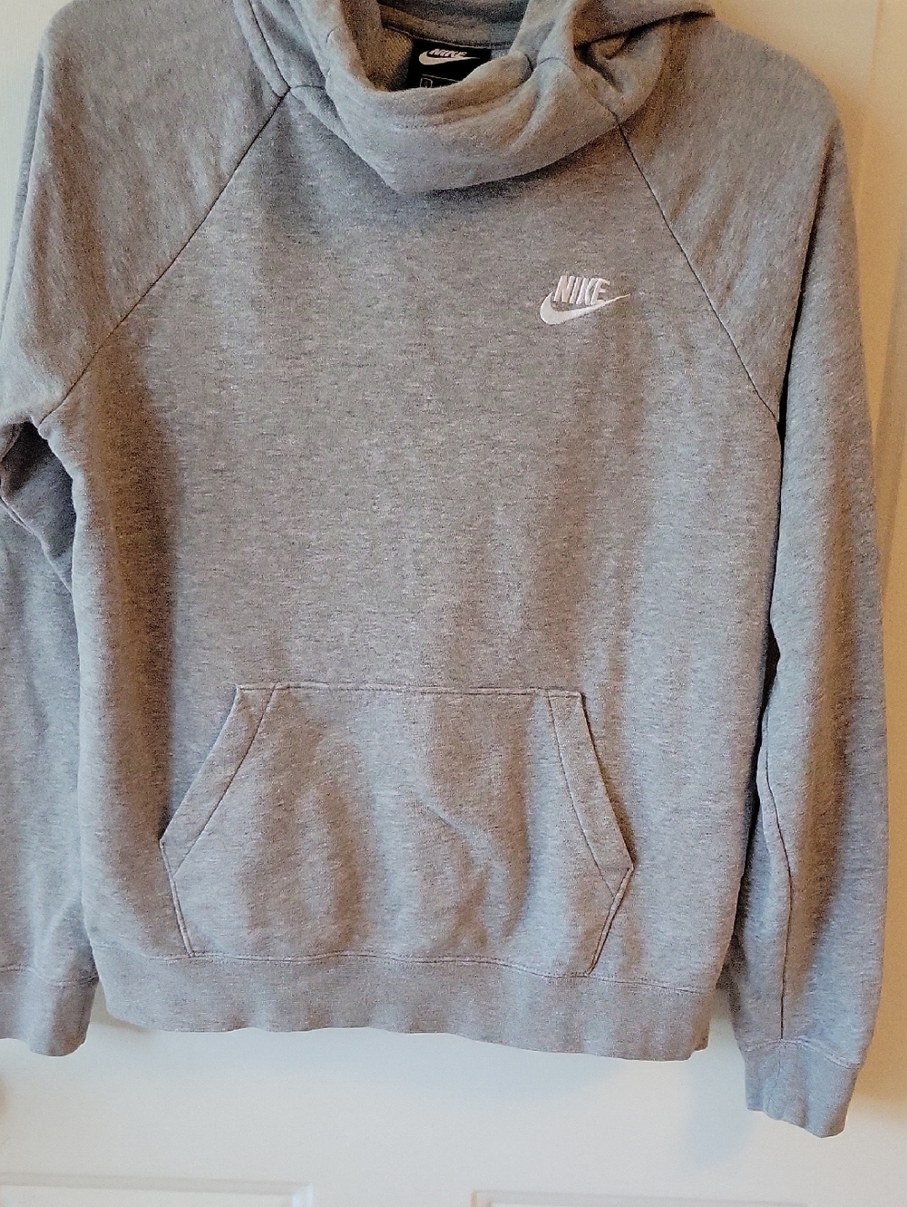 Nike Light Gray Pullover Hoodie with White Swoosh